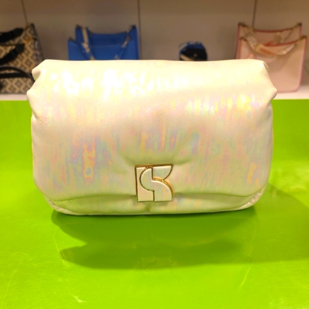 🎄NWT🎄: KATE SPADE IRIDESCENT WHITE DAKATO PUFFY LEATHER Women's Bag